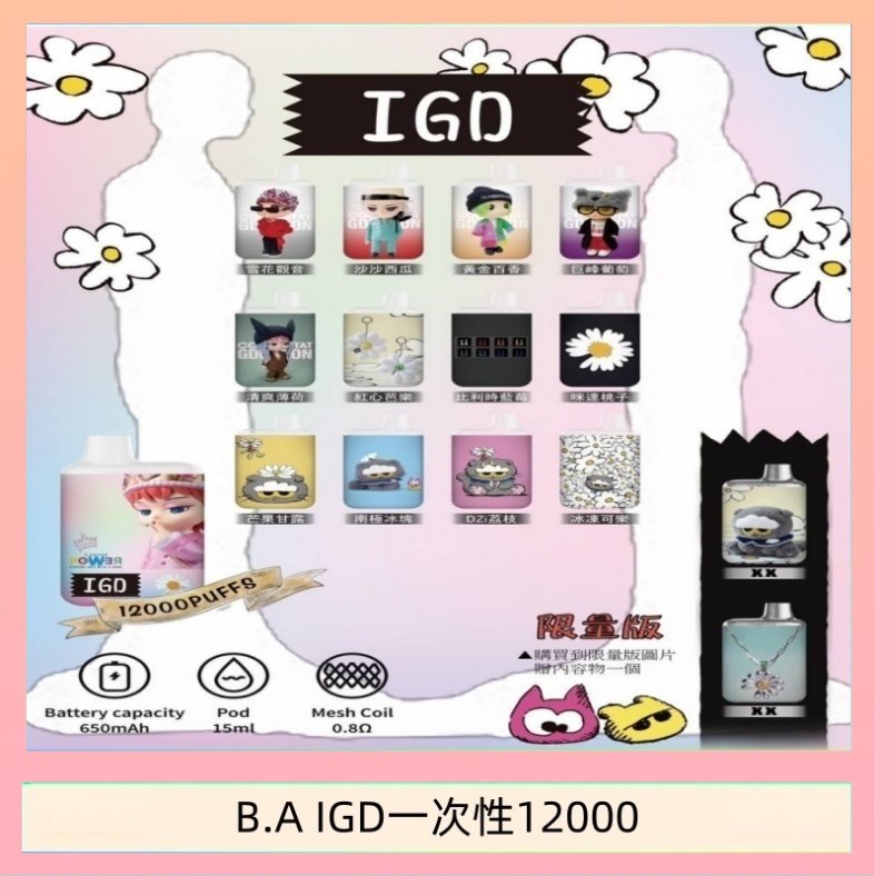 B.A IGD一次性12000 B.A IGD12000口 電子煙
